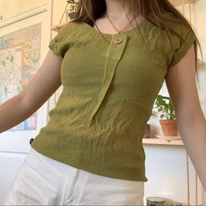 Green chiffon boho/hippie top